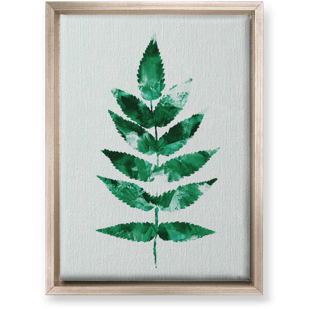 Botanical Leaf Wall Art, Metallic, Single piece, Canvas, 10x14, Green, Verdant