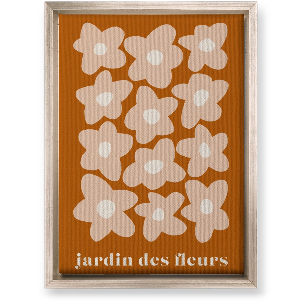Botanical Graphic Retro Flower Garden Wall Art, Metallic, Single piece, Canvas, 10x14, Orange, Fawn
