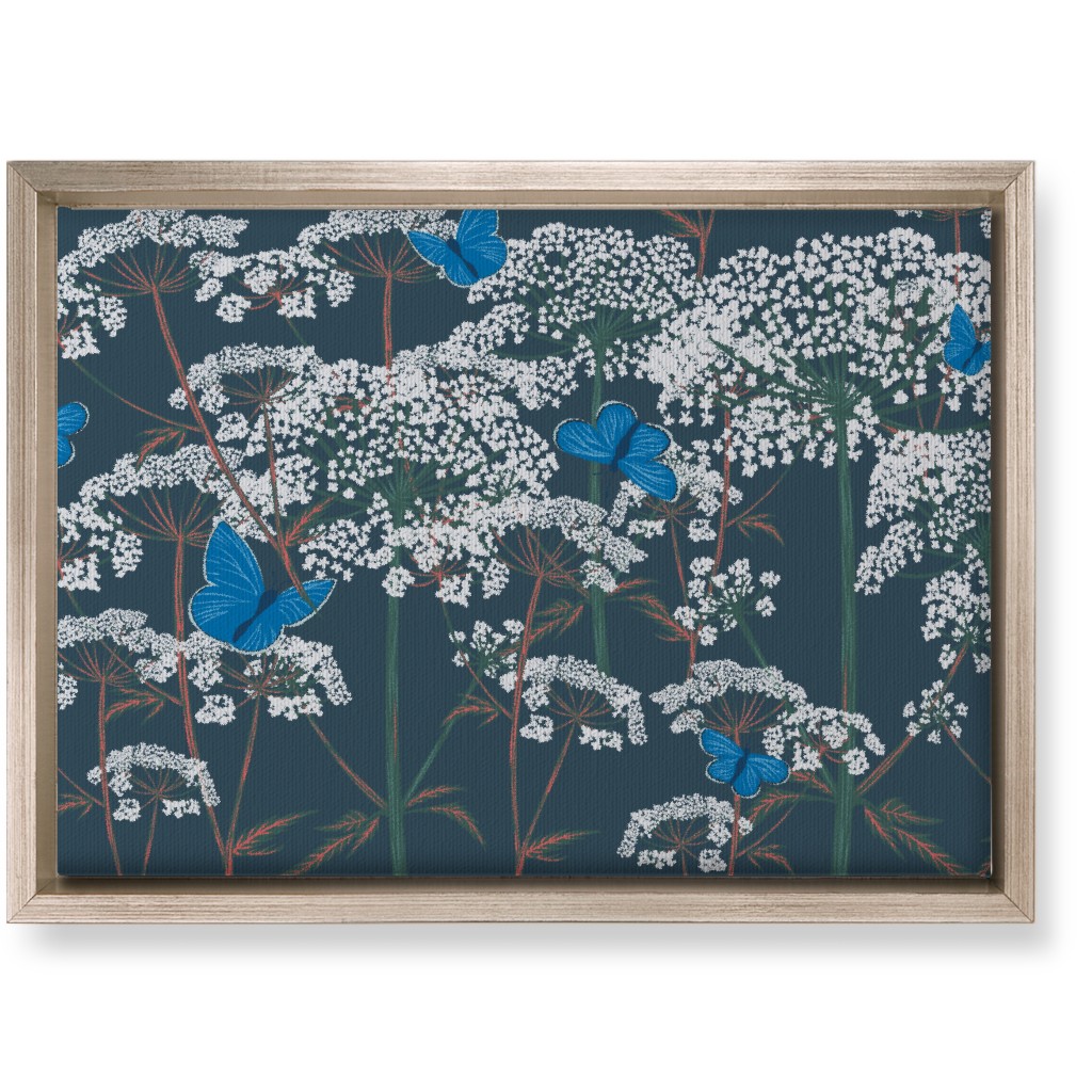 Queen Annes Lace - Green and Blue Wall Art, Metallic, Single piece, Canvas, 10x14, Blue, True Blue