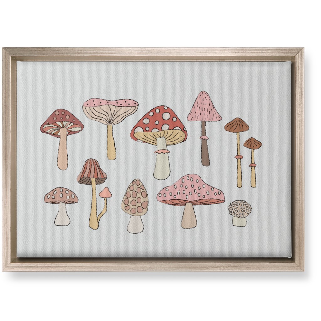 Mushrooms - Blush Wall Art, Metallic, Single piece, Canvas, 10x14, Pink, Bright Pink