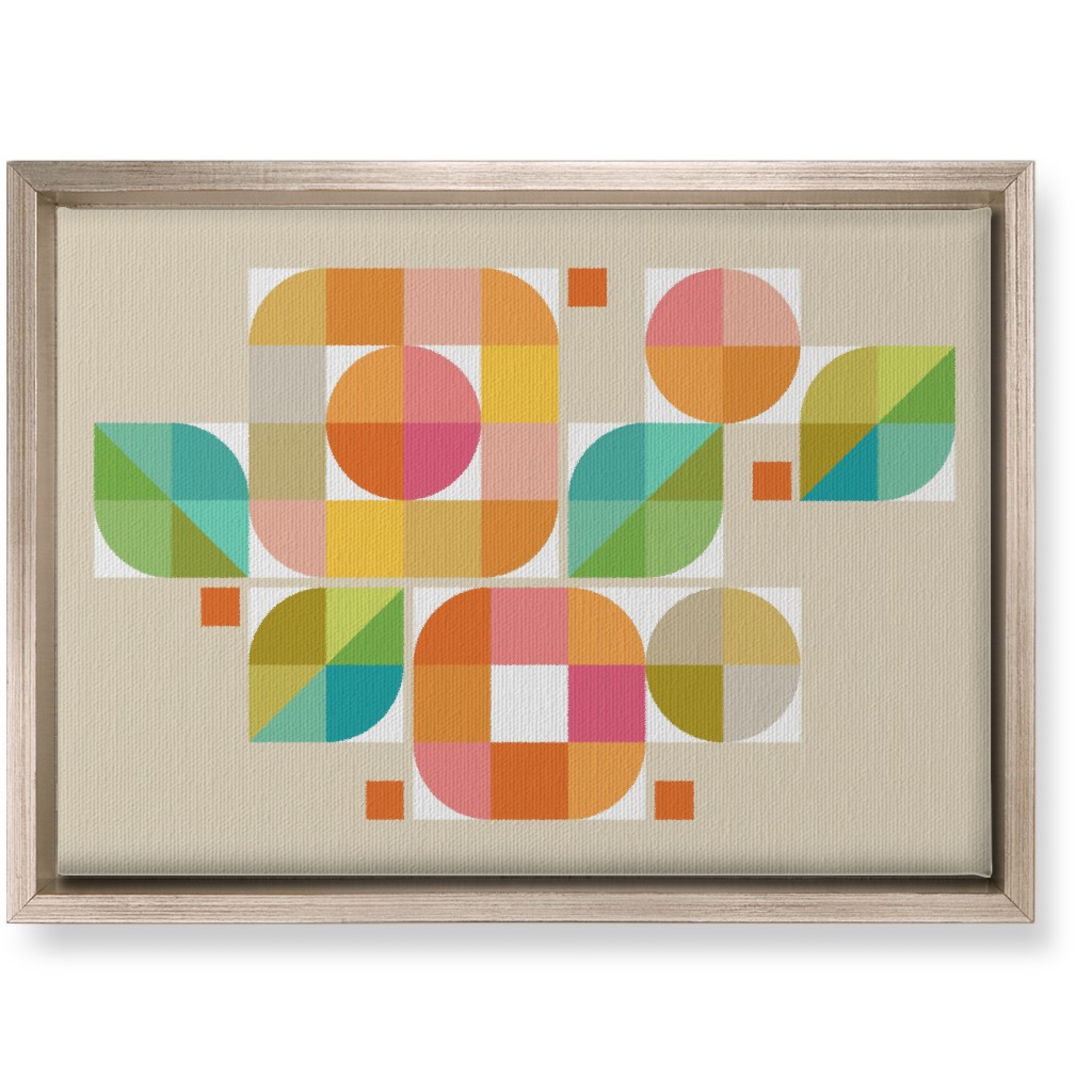 Mod Flower Box Wall Art, Metallic, Single piece, Canvas, 10x14, Multicolor, Khaki