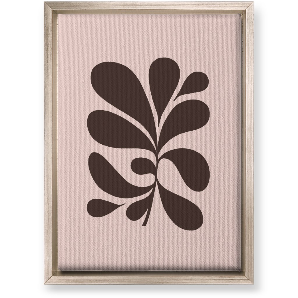 Minimal Foliage - Pink and Brown Wall Art, Metallic, Single piece, Canvas, 10x14, Pink, Bright Pink