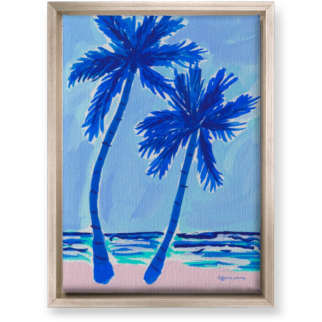 Palm Beach Vibes - Blue Wall Art, Metallic, Single piece, Canvas, 10x14, Blue
