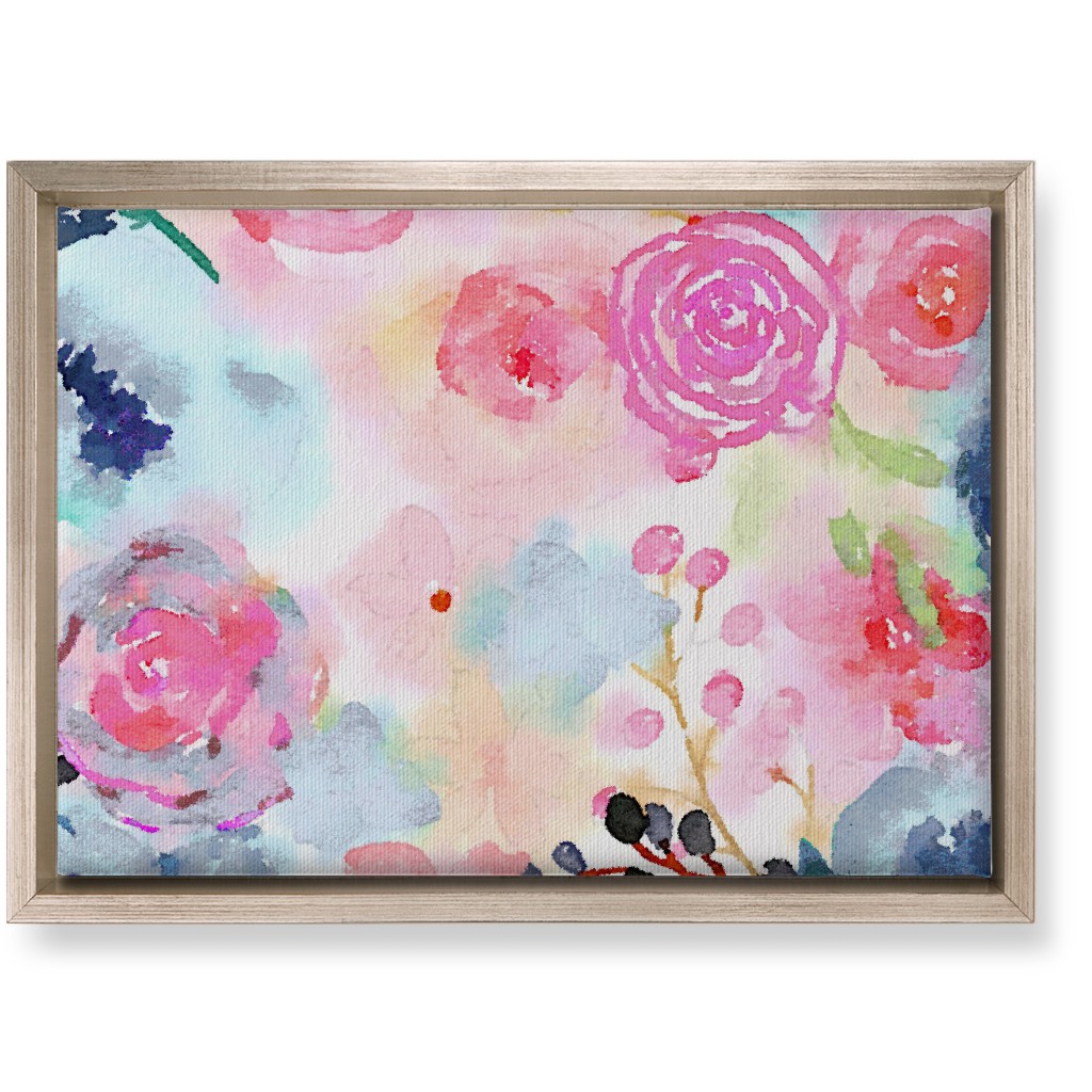 Spring Dreams - Watercolor Floral - Multi Wall Art, Metallic, Single piece, Canvas, 10x14, Multicolor