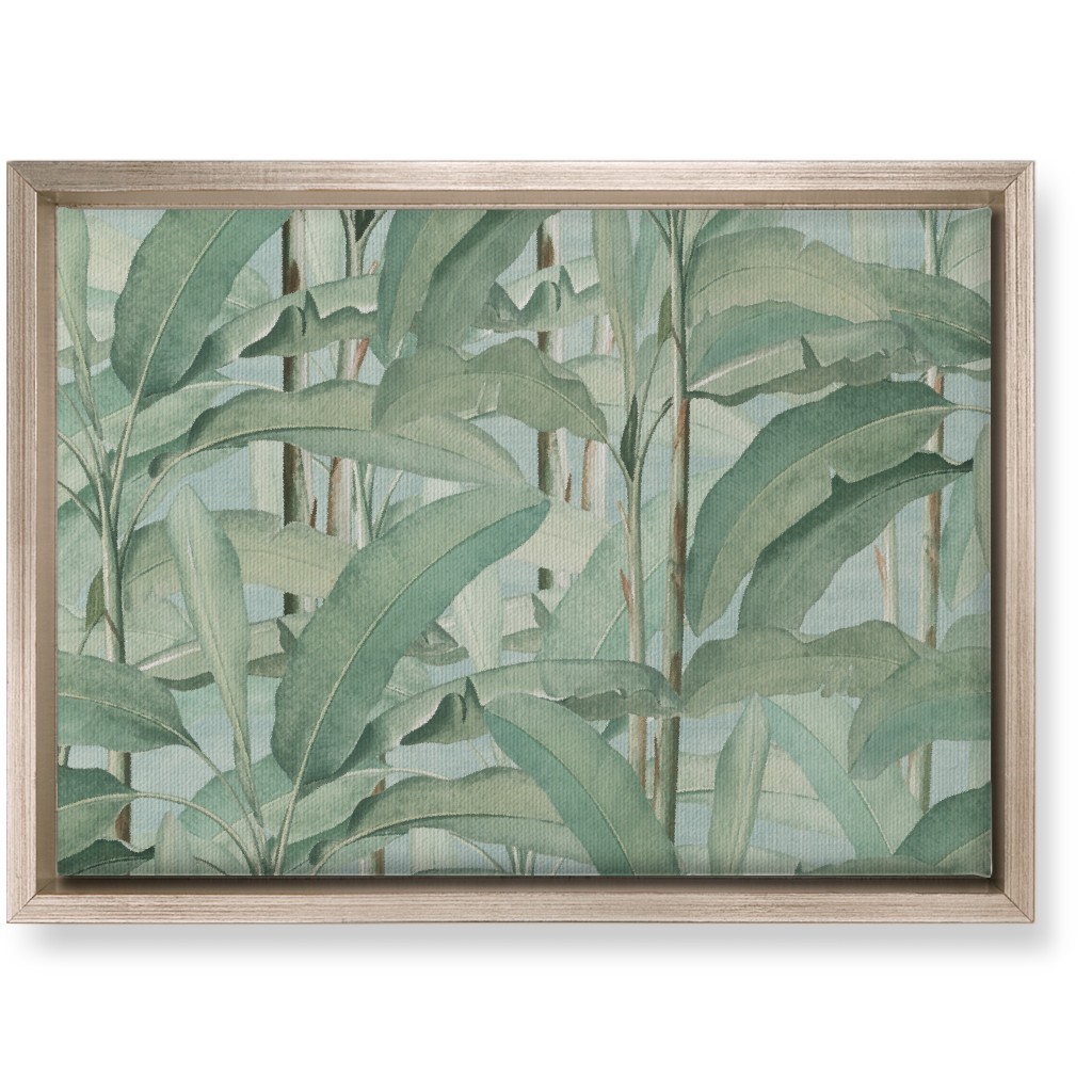 Lush Tropical Leaves Wall Art, Metallic, Single piece, Canvas, 10x14, Green, Classic Green