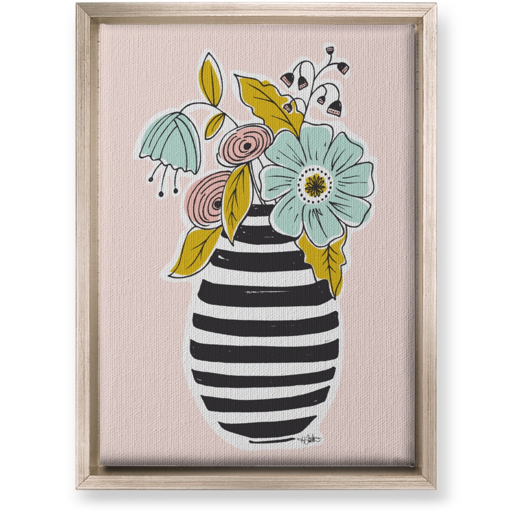 Summer Floral Vase Wall Art, Metallic, Single piece, Canvas, 10x14, Multicolor, Pearl