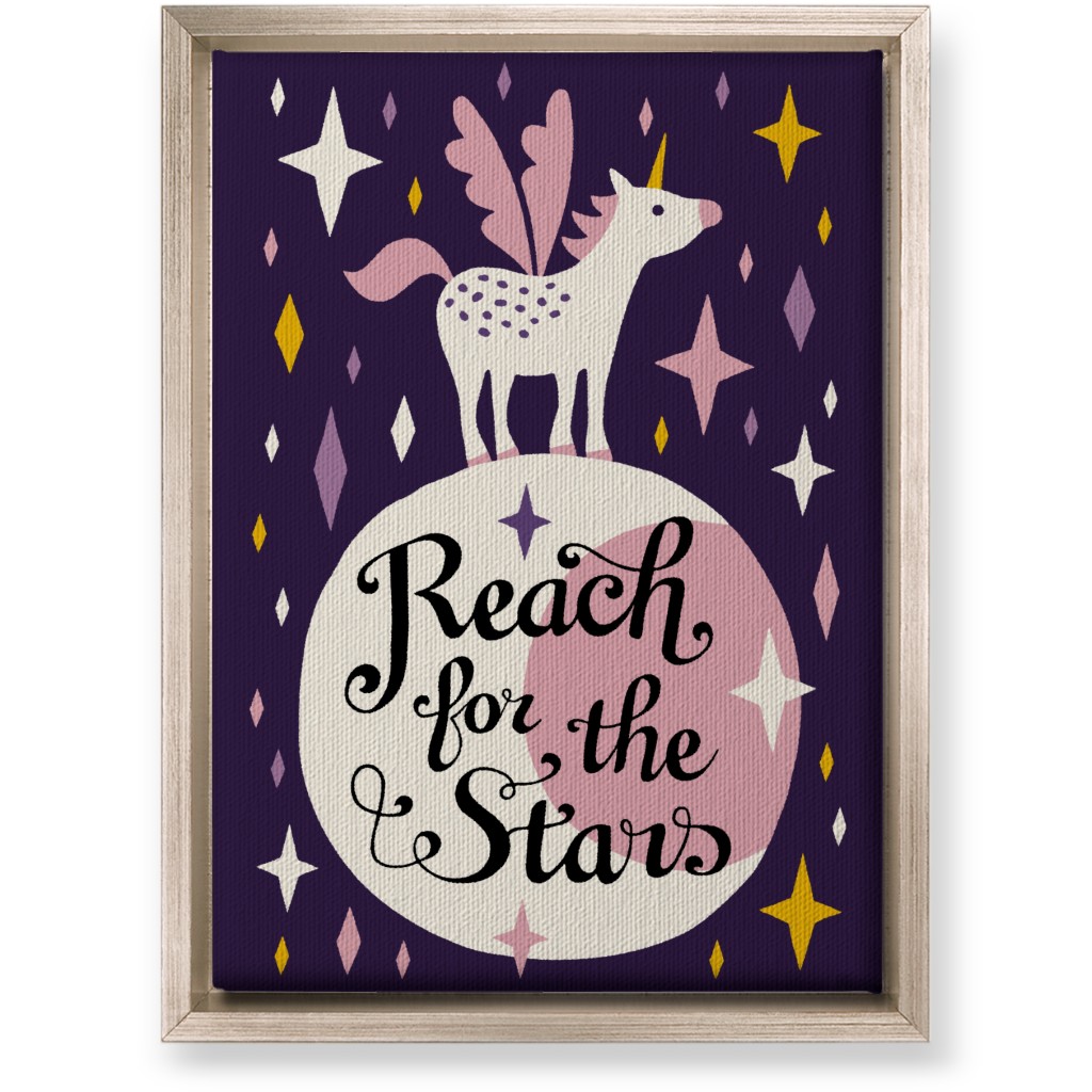 Unicorn Reach for the Stars - Pink & Purple Wall Art, Metallic, Single piece, Canvas, 10x14, Pink