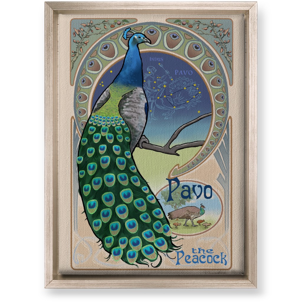 Pavo the Peacock Wall Art, Metallic, Single piece, Canvas, 10x14, Multicolor