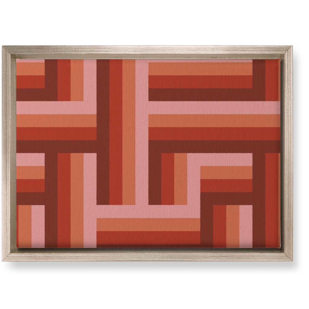 Retro Lattice - Mauve Multi Wall Art, Metallic, Single piece, Canvas, 10x14, Red