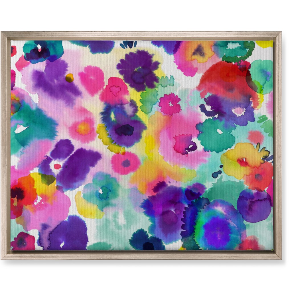 Abstract Floral Watercolor - Multi Wall Art, Metallic, Single piece, Canvas, 16x20, Multicolor