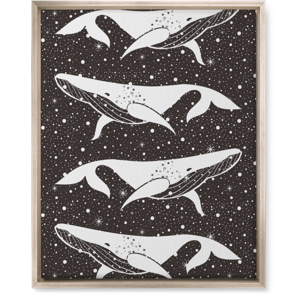 Galaxy Whales Wall Art, Metallic, Single piece, Canvas, 16x20, Black