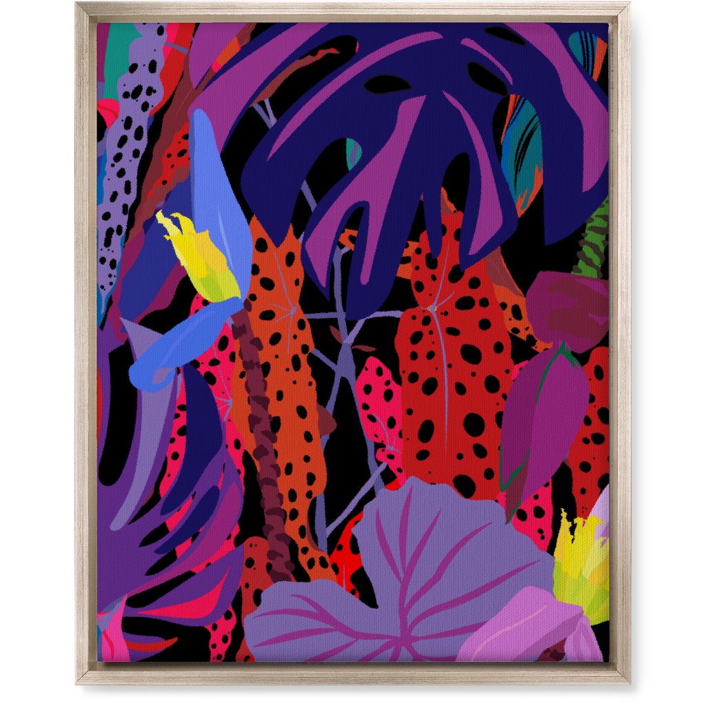 Neon Night Tropical Garden - Purple Wall Art, Metallic, Single piece, Canvas, 16x20, Purple