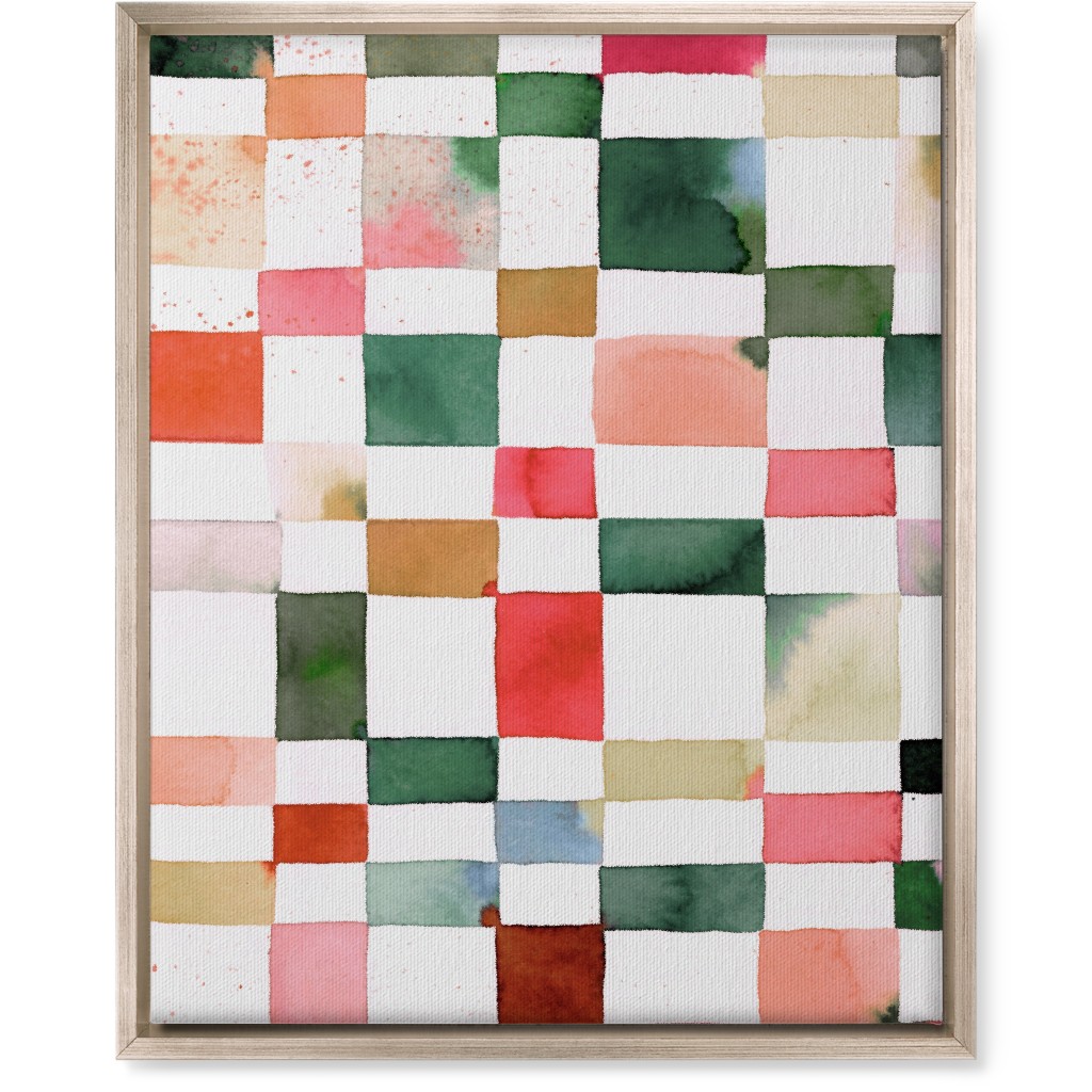 Watercolor Checker - Multi Wall Art, Metallic, Single piece, Canvas, 16x20, Multicolor