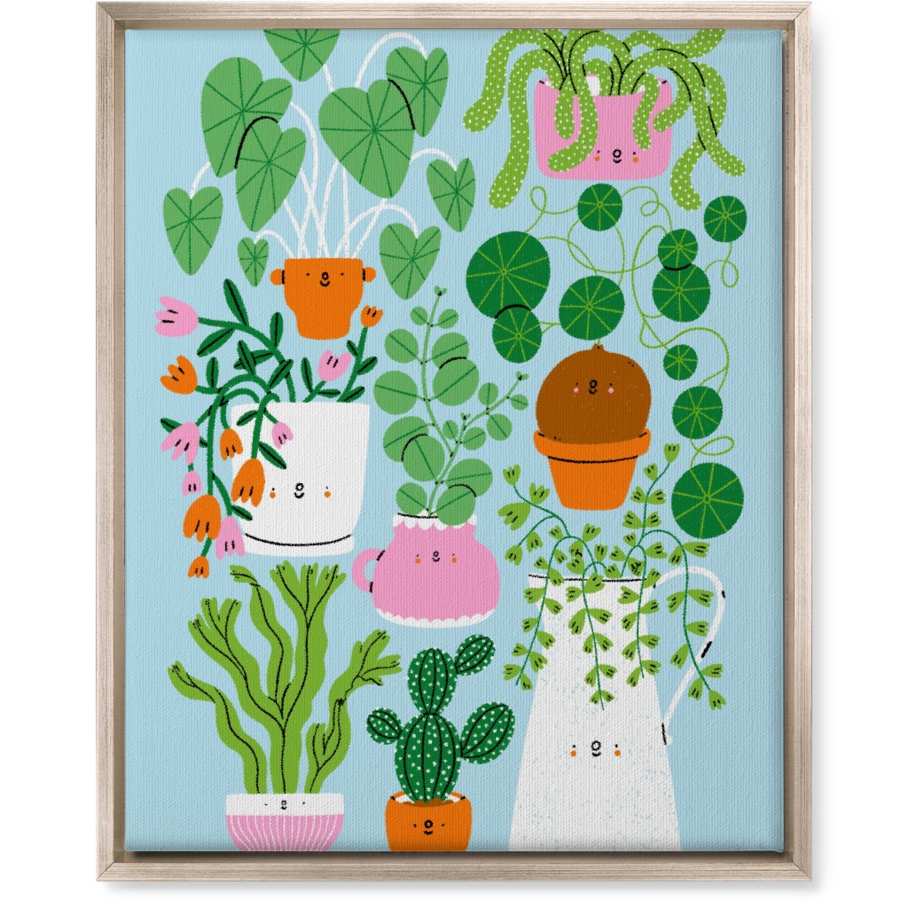 Plants Are Friends - Muti on Blue Wall Art, Metallic, Single piece, Canvas, 16x20, Multicolor