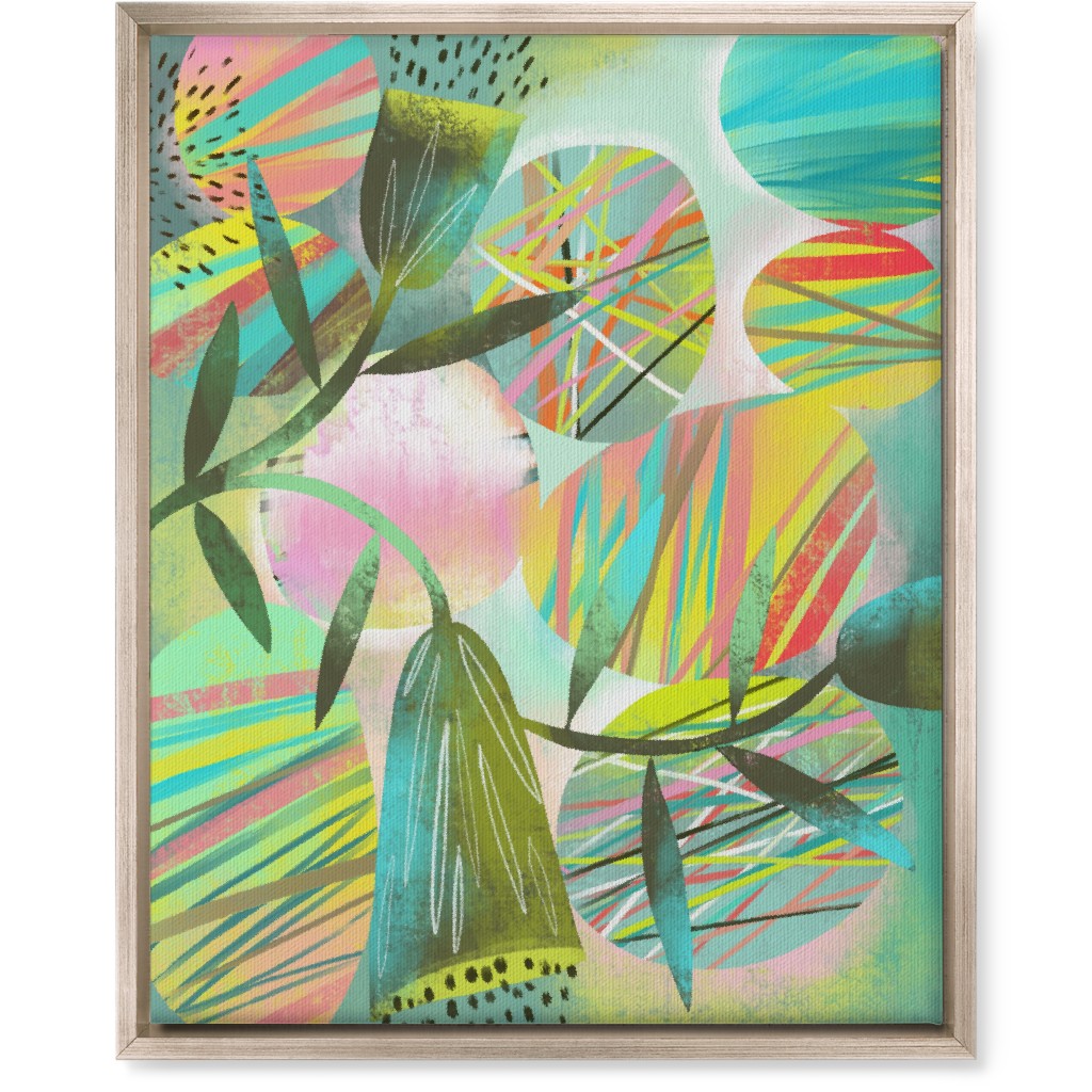 Botanical Abstract Playground - Multi Wall Art, Metallic, Single piece, Canvas, 16x20, Green