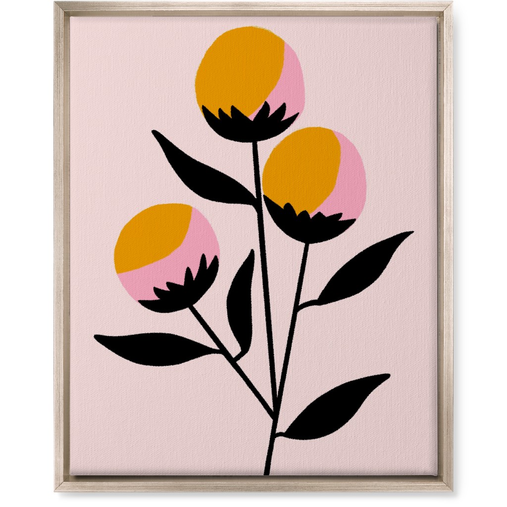 Cotton Candy Flowers - Pink and Orange Wall Art, Metallic, Single piece, Canvas, 16x20, Multicolor
