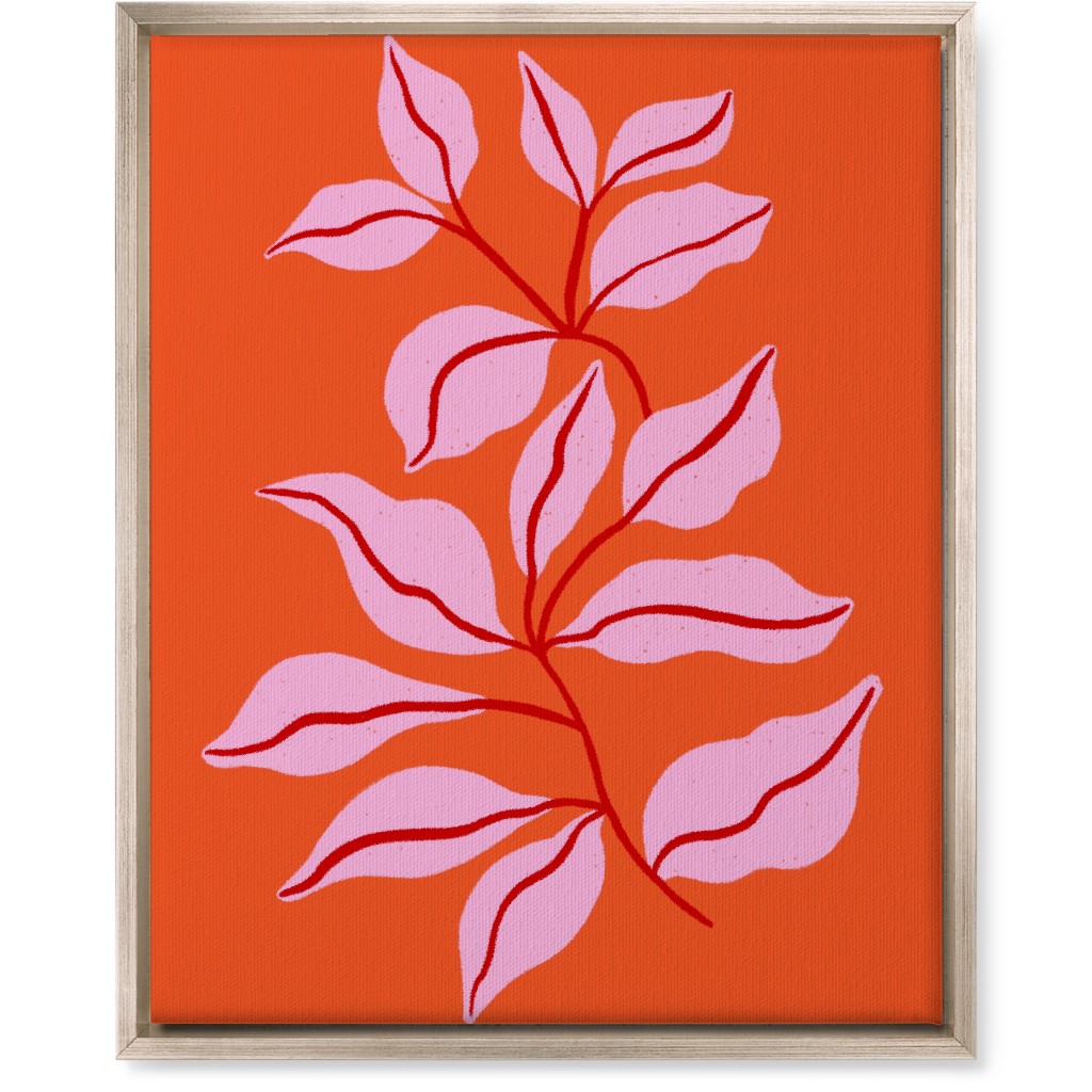 Leaf Dance - Red and Pink Wall Art, Metallic, Single piece, Canvas, 16x20, Red