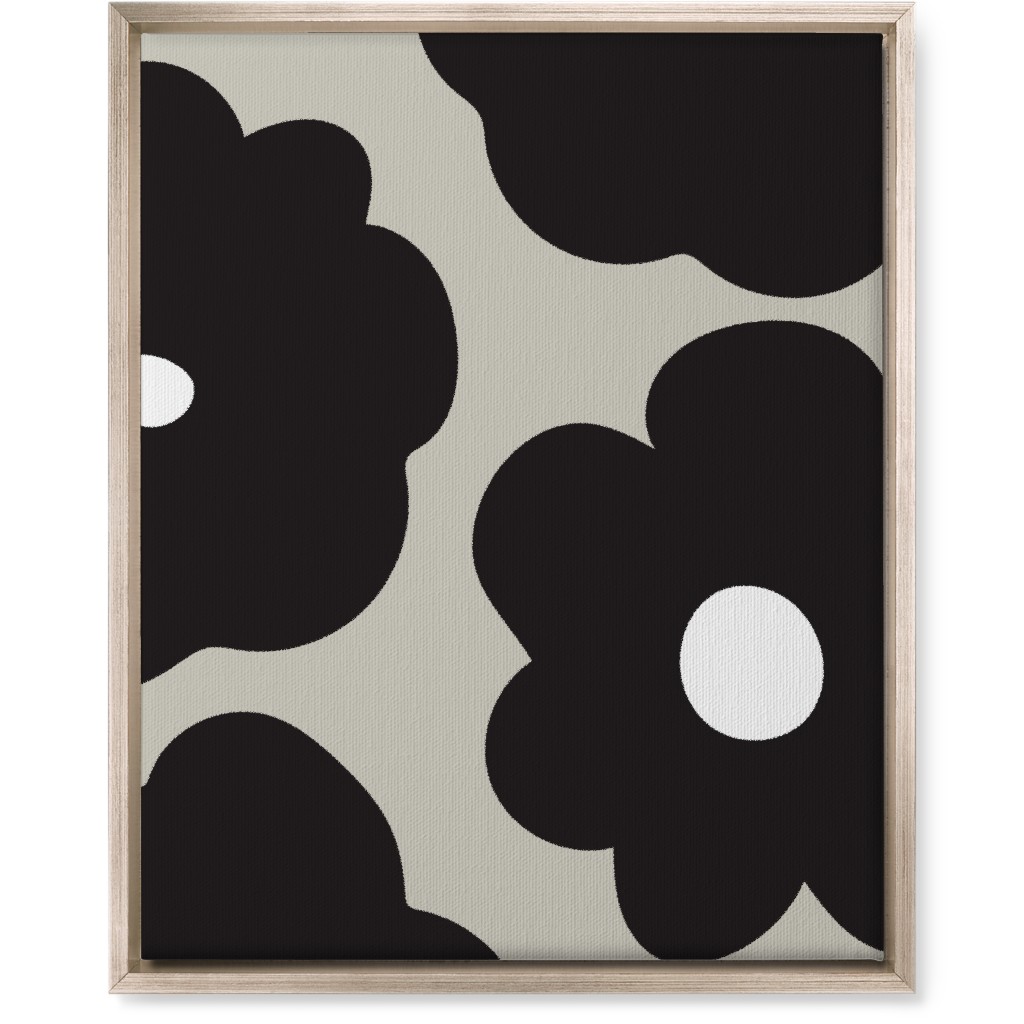 Mod Chubby Floral - Black and Tan Wall Art, Metallic, Single piece, Canvas, 16x20, Black, Black