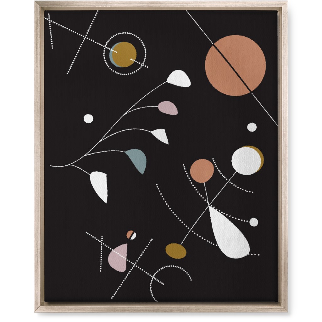 Mod Abstract Costmic Shapes - Multi on Black Wall Art, Metallic, Single piece, Canvas, 16x20, Multicolor