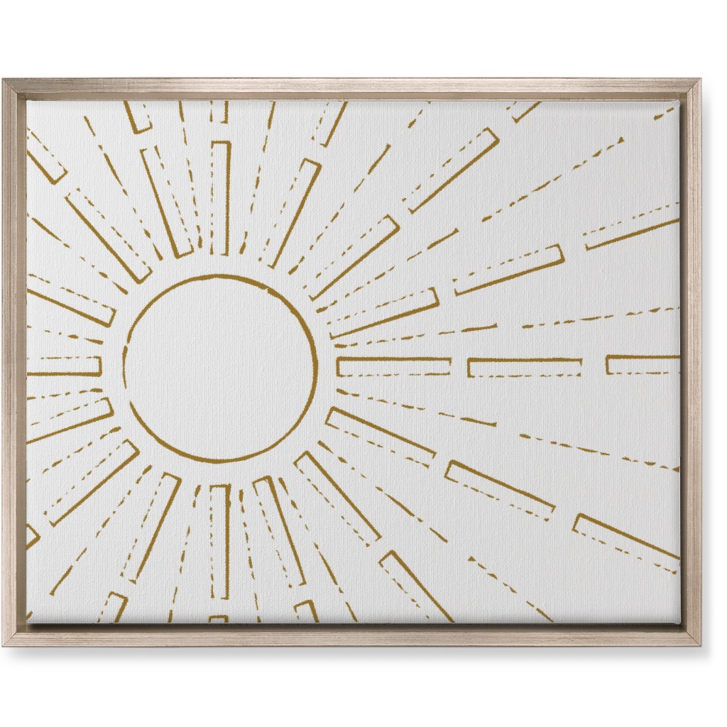 Midcentury Sunburst Wall Art, Metallic, Single piece, Canvas, 16x20, White, White