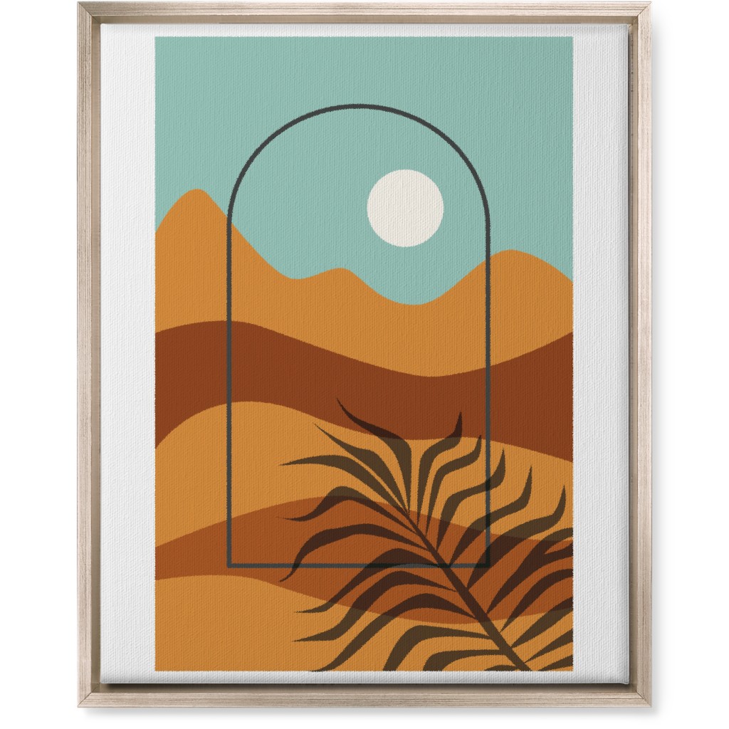 Floating Frame Abstract Mountain Landscape Wall Art, Metallic, Single piece, Canvas, 16x20, Multicolor