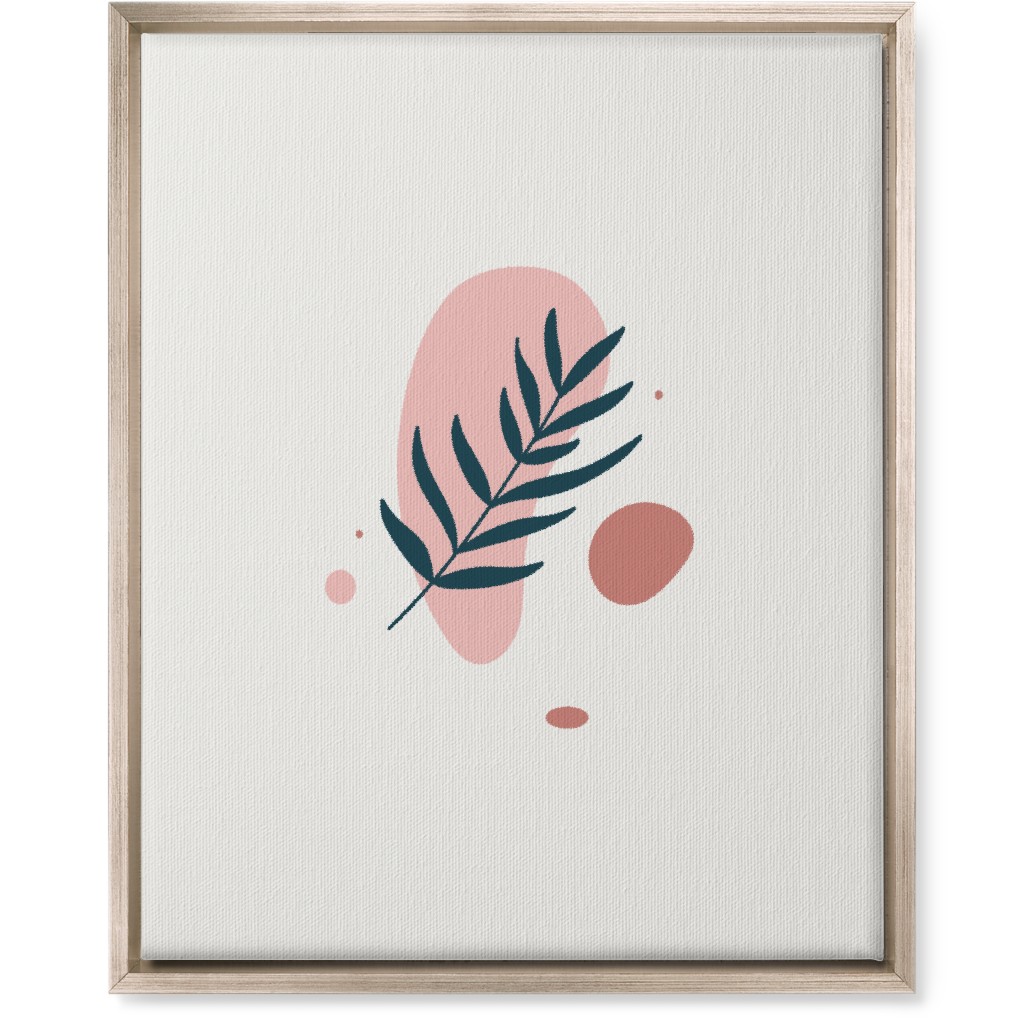 Shapes and Fern Leaf V Wall Art, Metallic, Single piece, Canvas, 16x20, Pink, Air