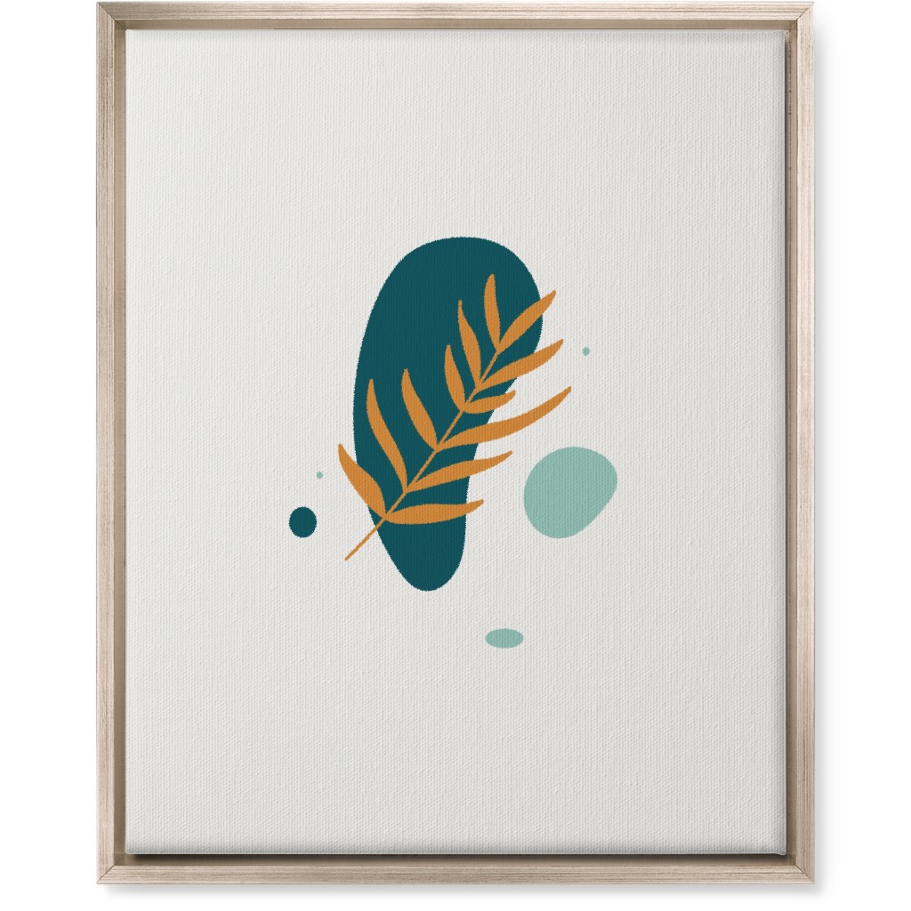 Shapes and Fern Leaf V Wall Art, Metallic, Single piece, Canvas, 16x20, Green, Ink Spot