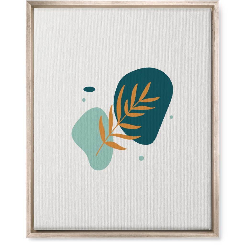 Shapes and Fern Leaf Wall Art, Metallic, Single piece, Canvas, 16x20, Green, Ink Spot