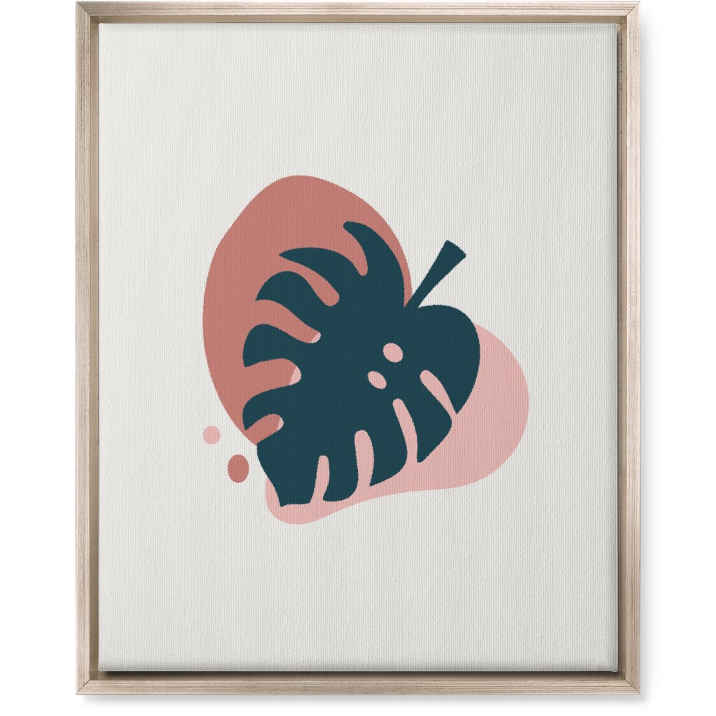 Shapes and Fern Leaf Iv Wall Art, Metallic, Single piece, Canvas, 16x20, Pink