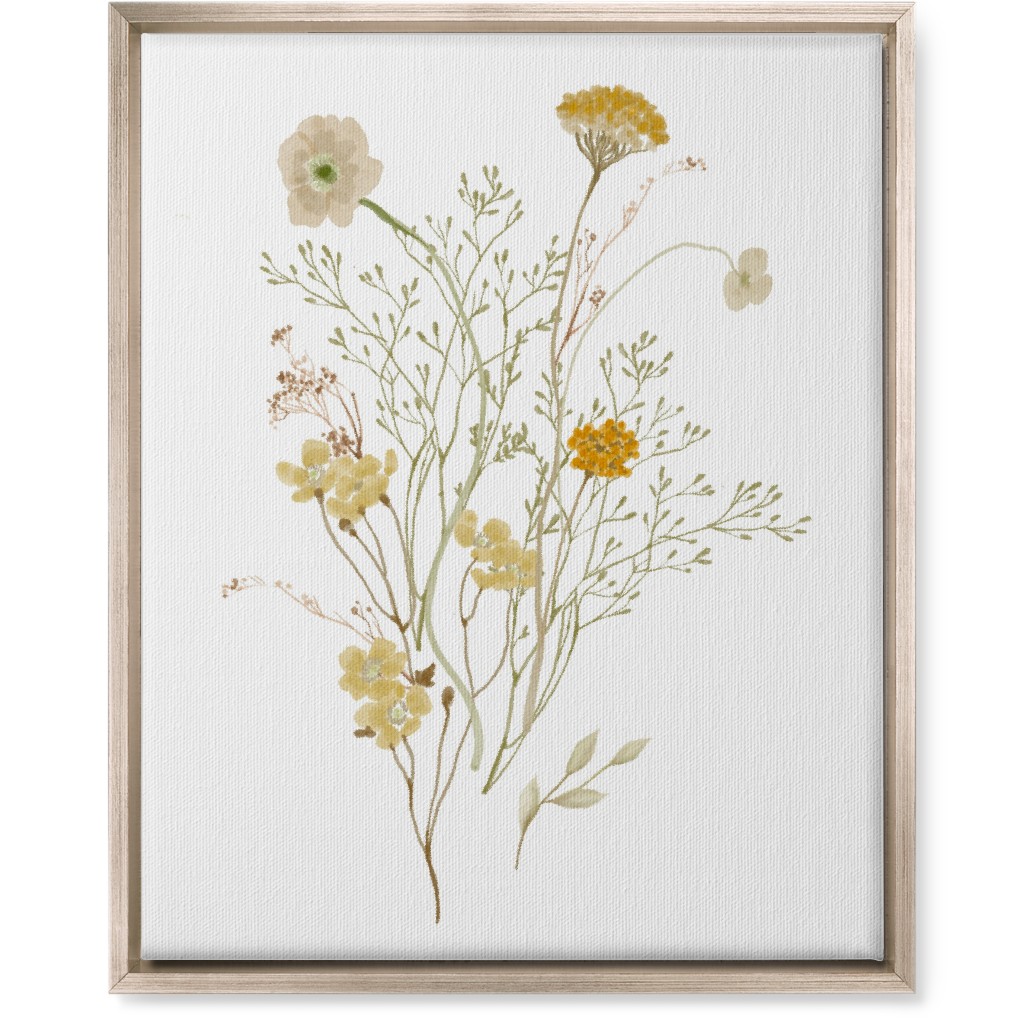 Picked Wildflowers - Yellow Wall Art, Metallic, Single piece, Canvas, 16x20, Yellow