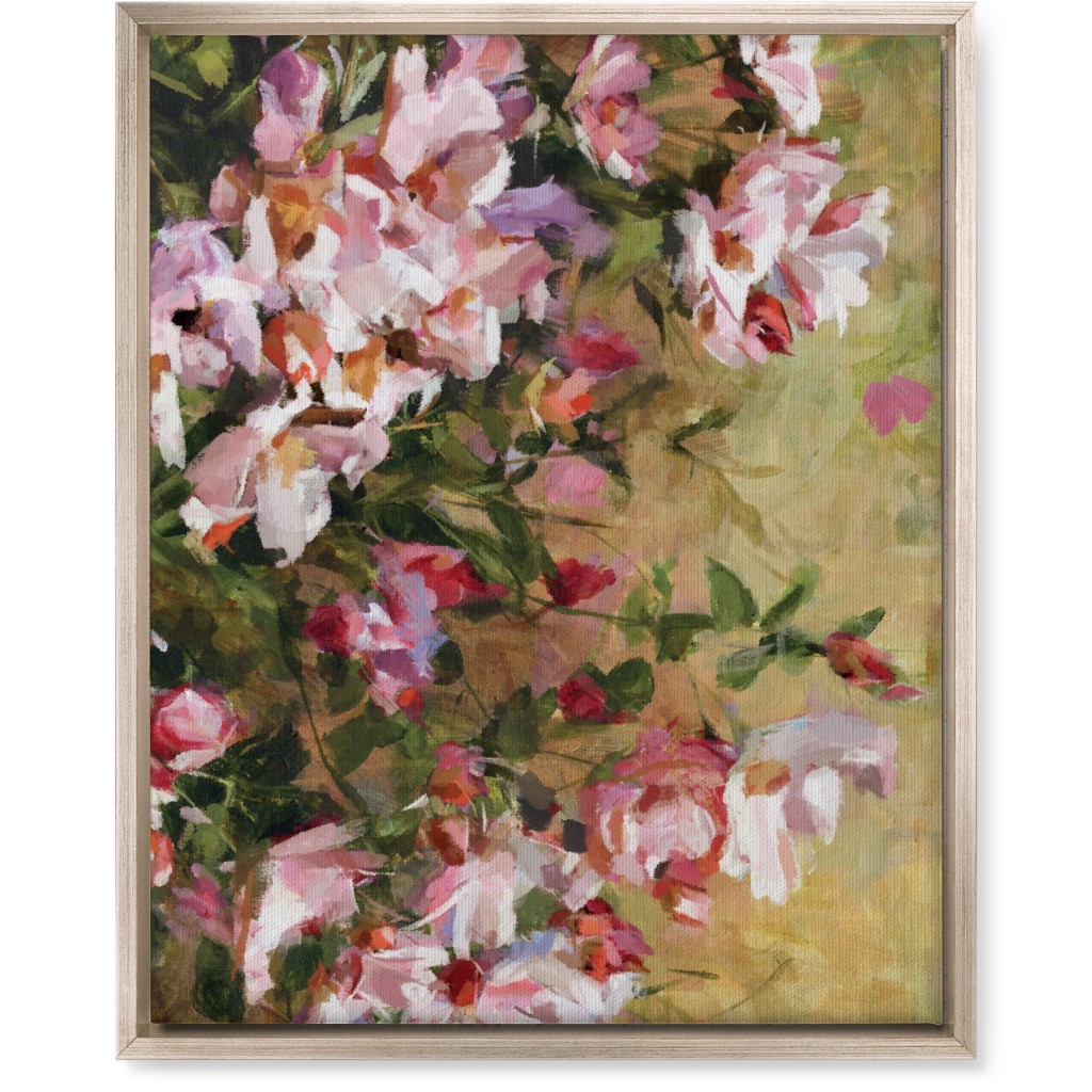 Wild Roses Painting - Pink Wall Art, Metallic, Single piece, Canvas, 16x20, Pink, Bright Pink