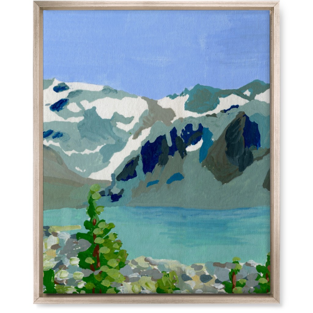 Wedgemount Lake Painting Wall Art, Metallic, Single piece, Canvas, 16x20, Blue, True Blue