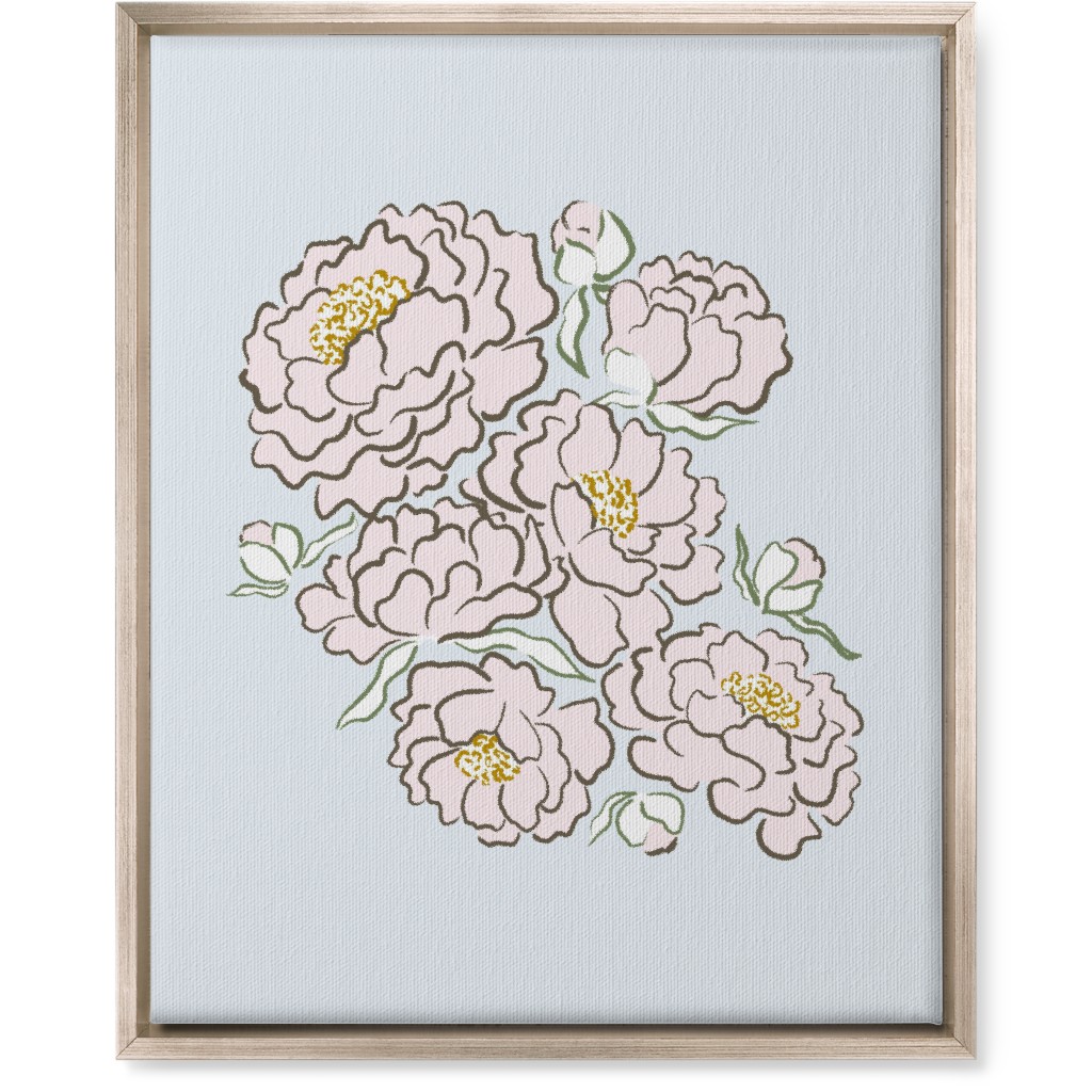 Peonies Wall Art, Metallic, Single piece, Canvas, 16x20, Blue