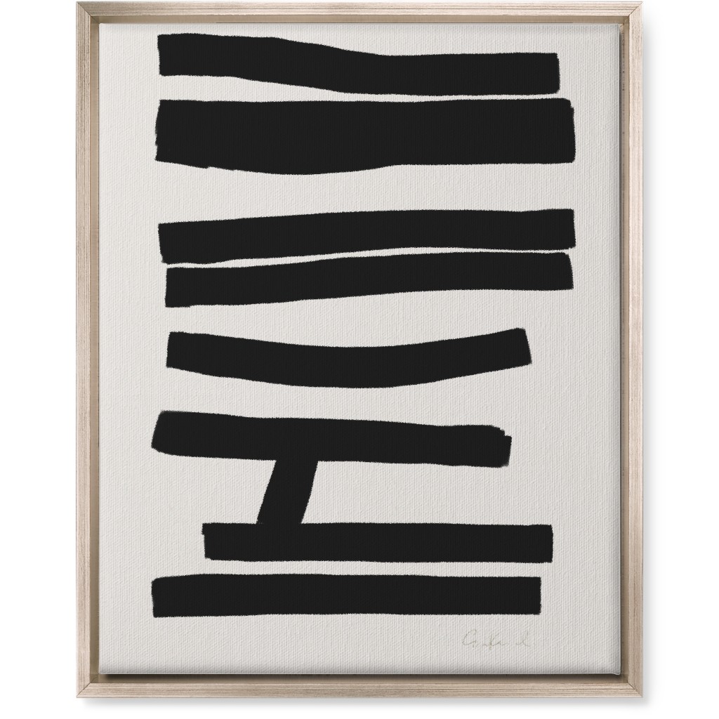 Bold Abstract Stripes Wall Art, Metallic, Single piece, Canvas, 16x20, Black, Antique White