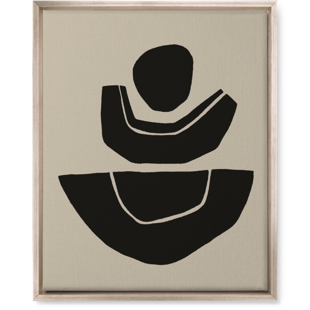 Geometric Abstract Stack Ii Wall Art, Metallic, Single piece, Canvas, 16x20, Black, Charcoal