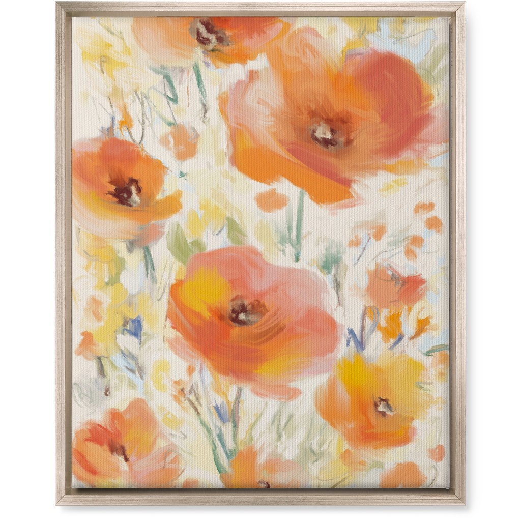 Field of Flowers - Orange Wall Art, Metallic, Single piece, Canvas, 16x20, Orange, Orange
