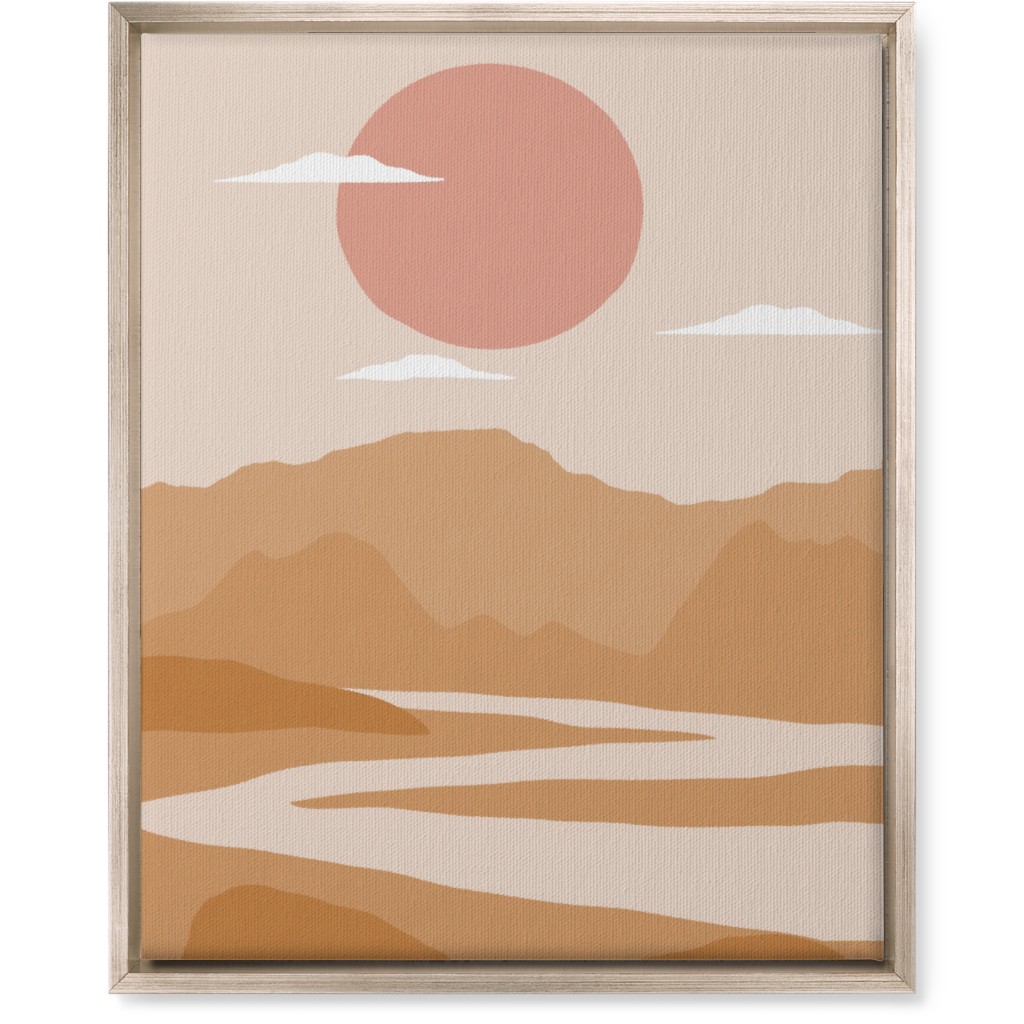 Abstract Landscape With River - Neutral Wall Art, Metallic, Single piece, Canvas, 16x20, Orange