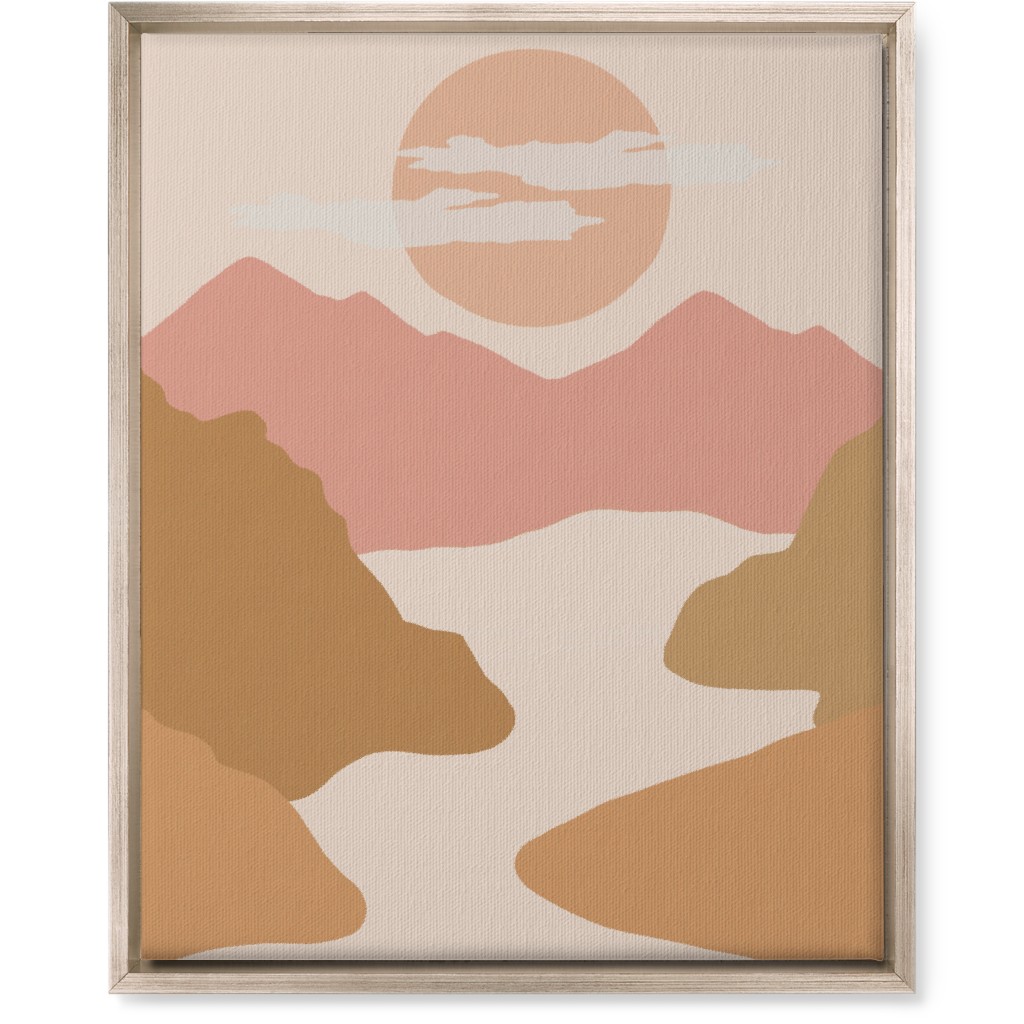 Abstract Valley Landscape - Neutral Wall Art, Metallic, Single piece, Canvas, 16x20, Orange