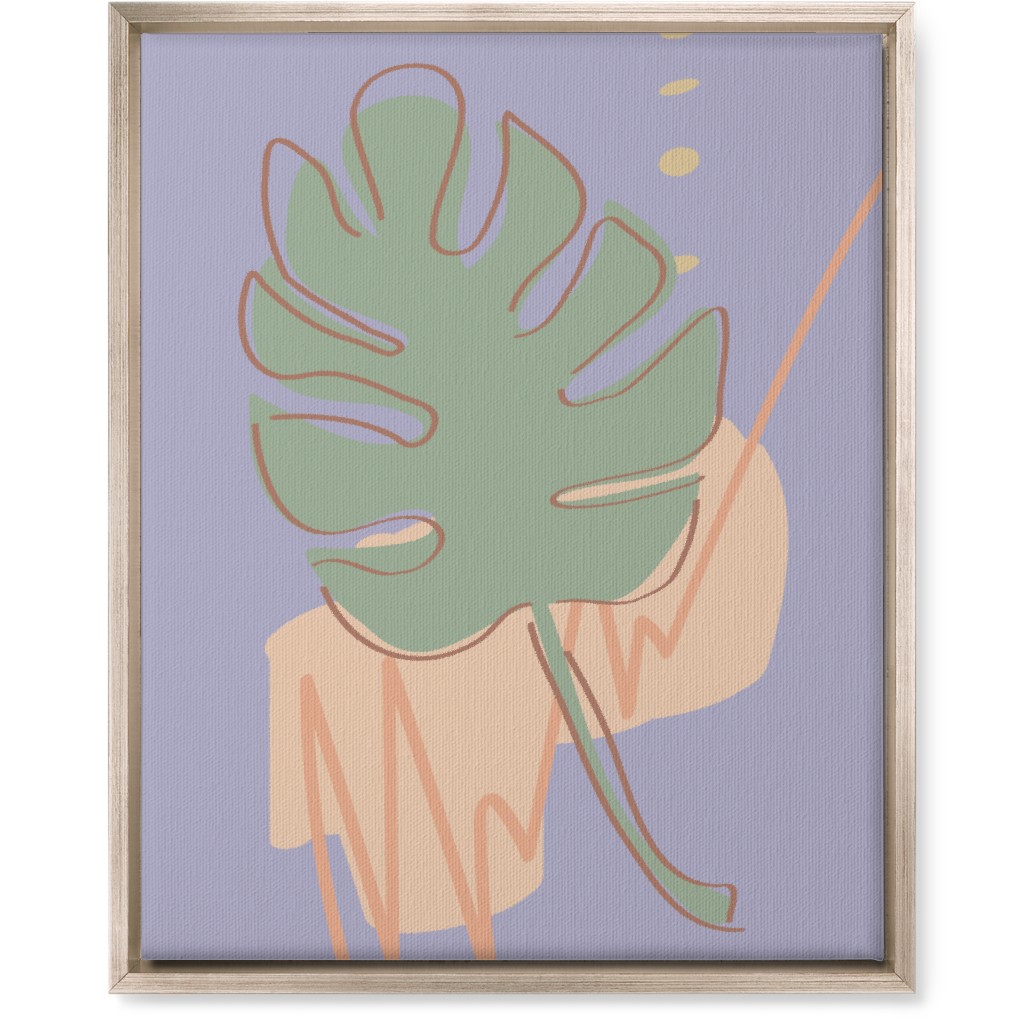 Modern Monstera Leaf - Purple and Green Wall Art, Metallic, Single piece, Canvas, 16x20, Purple, Purple