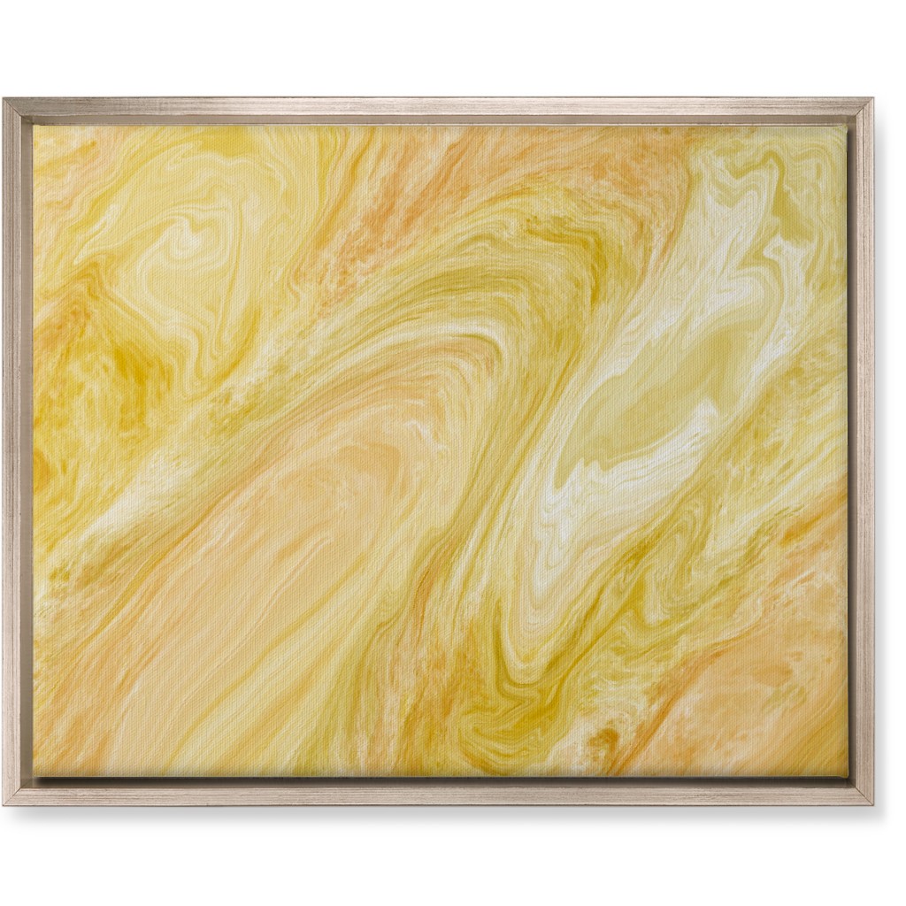 Abstract Acrylic Pour - Yellow Wall Art, Metallic, Single piece, Canvas, 16x20, Yellow