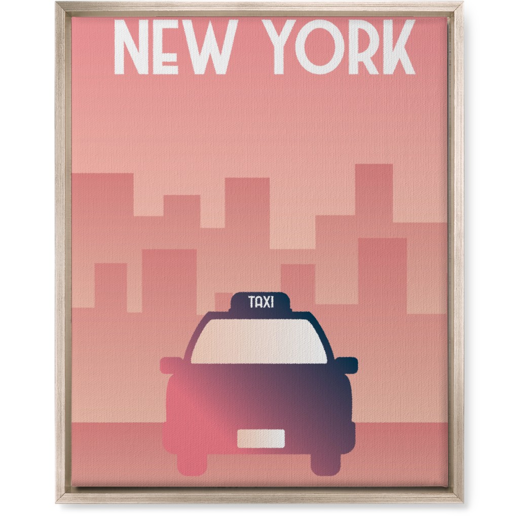New York City Taxi Wall Art, Metallic, Single piece, Canvas, 16x20, Pink