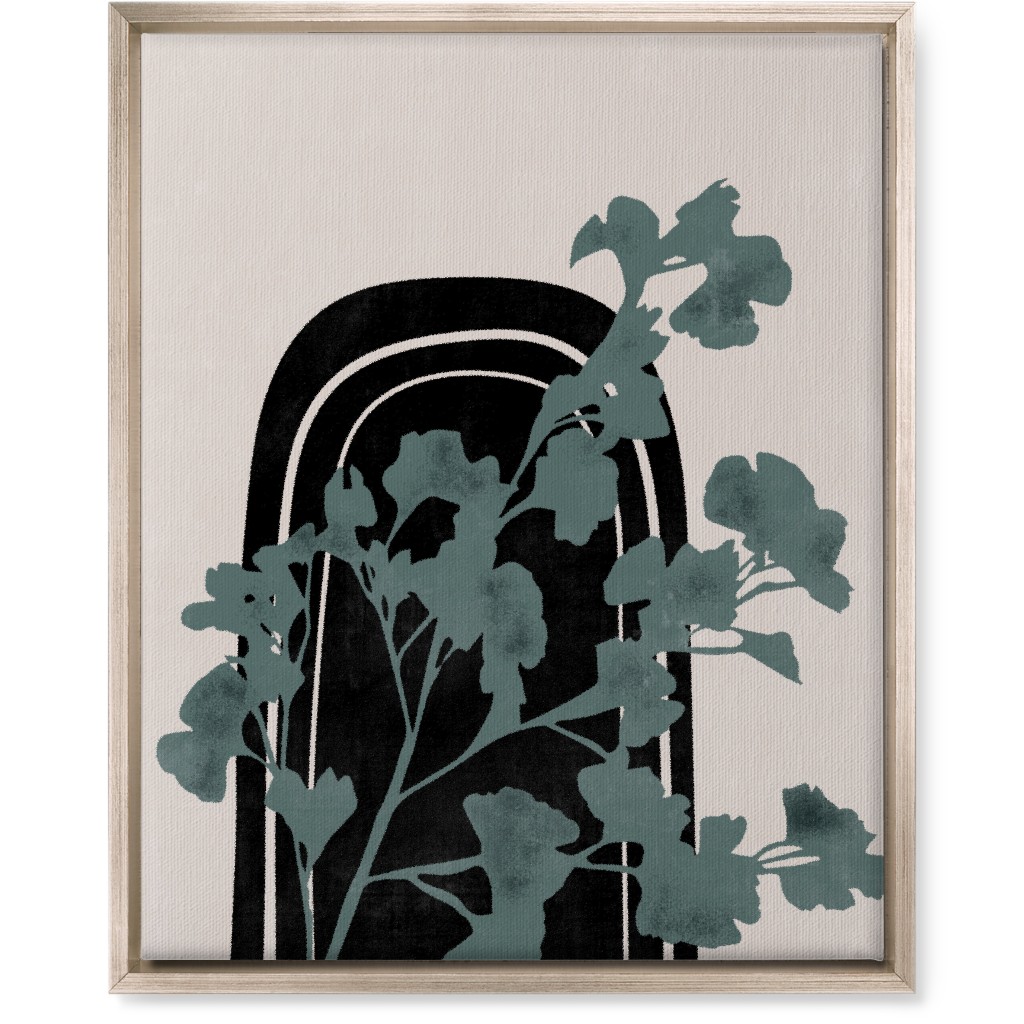 Modern Garden Archway - Green and Ivory Wall Art, Metallic, Single piece, Canvas, 16x20, Green