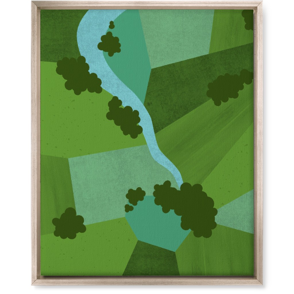 Patchwork Lands - Green Wall Art, Metallic, Single piece, Canvas, 16x20, Green, Classic Green