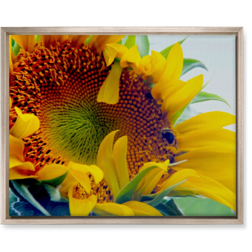 Sunflower and Bee - Yellow Wall Art, Metallic, Single piece, Canvas, 16x20, Yellow
