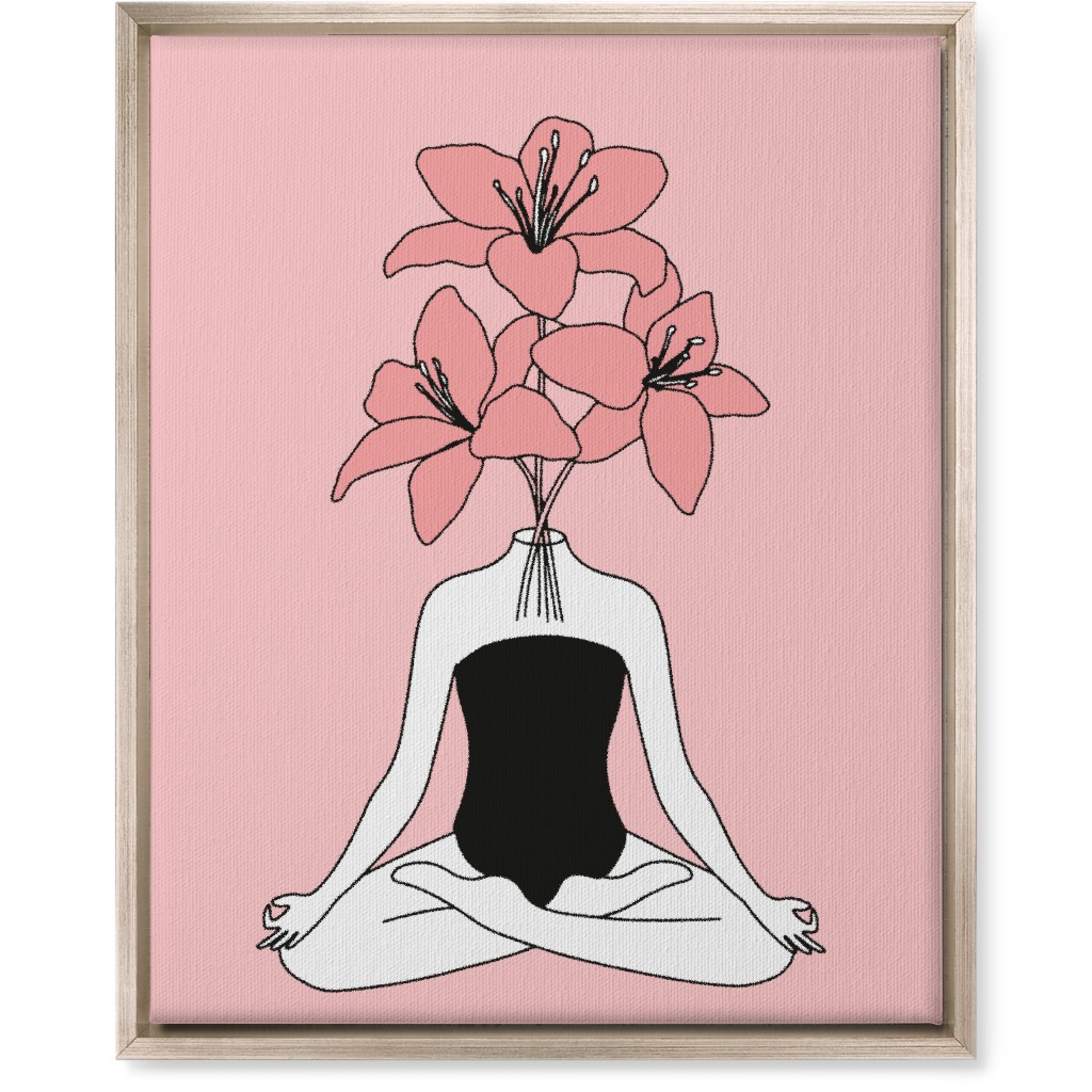 Feminine Yoga - Pink Wall Art, Metallic, Single piece, Canvas, 16x20, Pink
