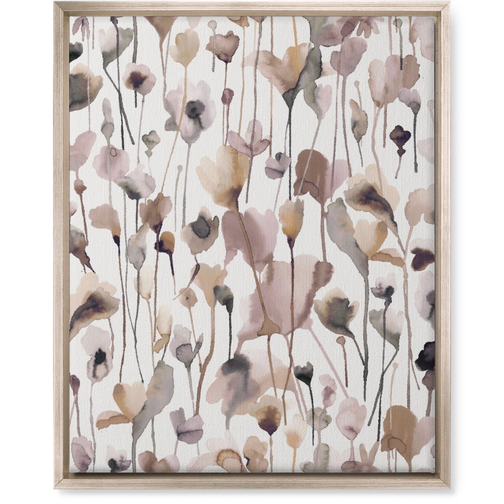 Watercolor Wild Rustic Flowers - Neutral Wall Art, Metallic, Single piece, Canvas, 16x20, Brown