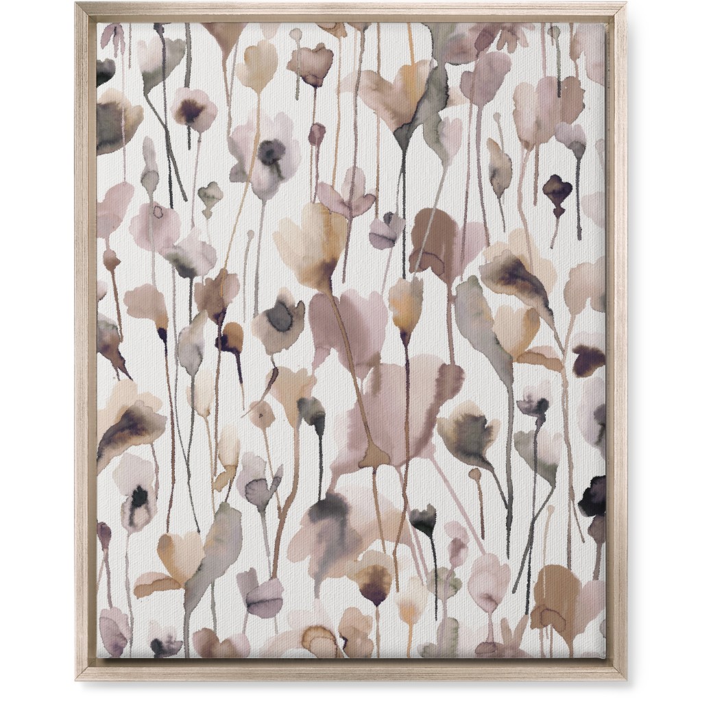 Watercolor Wild Rustic Flowers - Neutral Wall Art, Metallic, Single piece, Canvas, 16x20, Brown