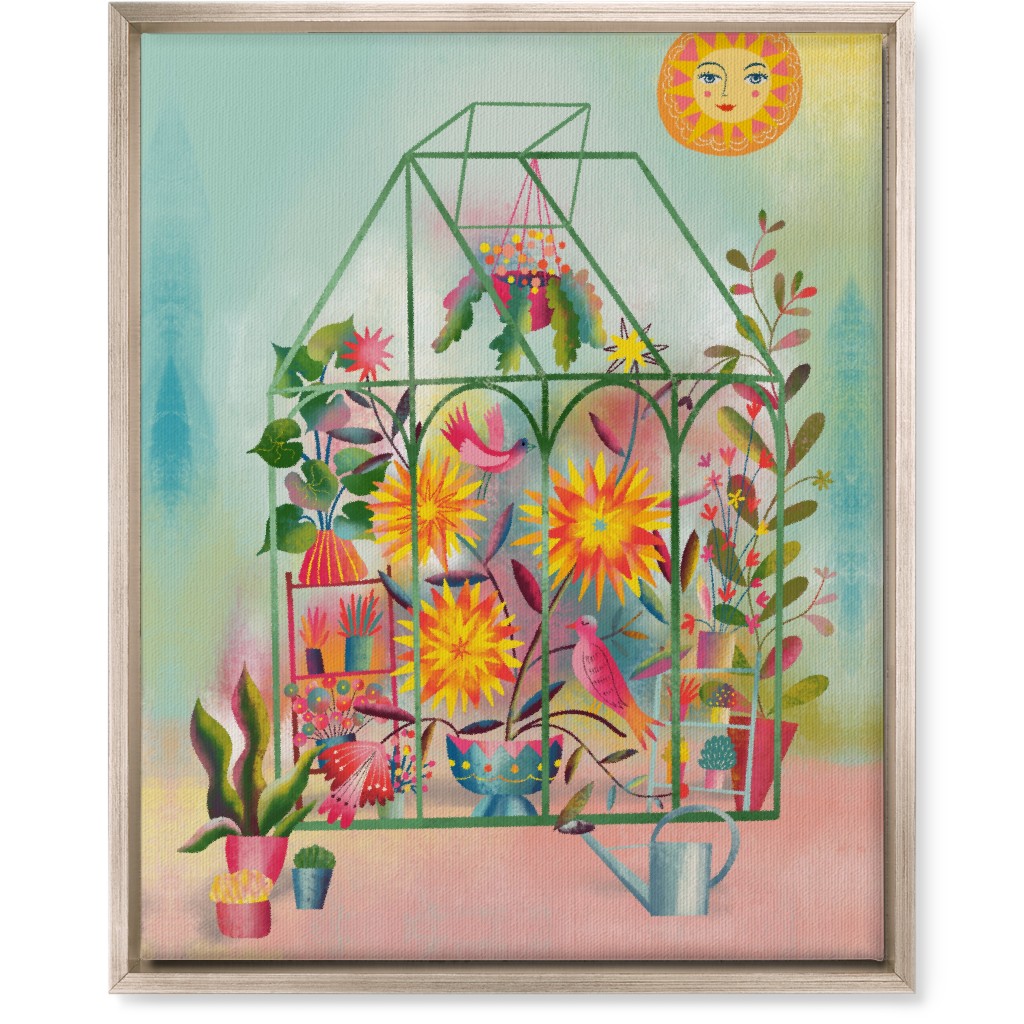the Happy Sunny Greenhouse - Multi Wall Art, Metallic, Single piece, Canvas, 16x20, Multicolor