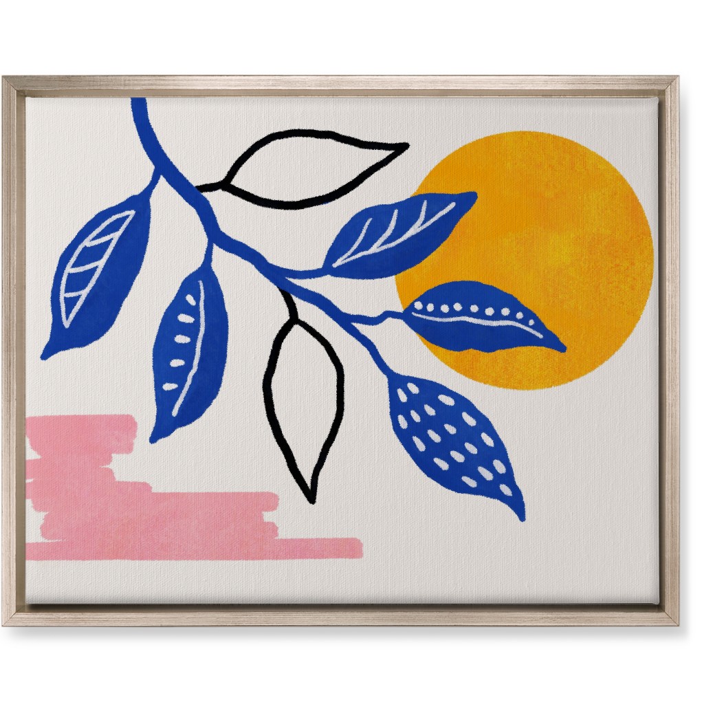 Sunset and Leaves Wall Art, Metallic, Single piece, Canvas, 16x20, Multicolor