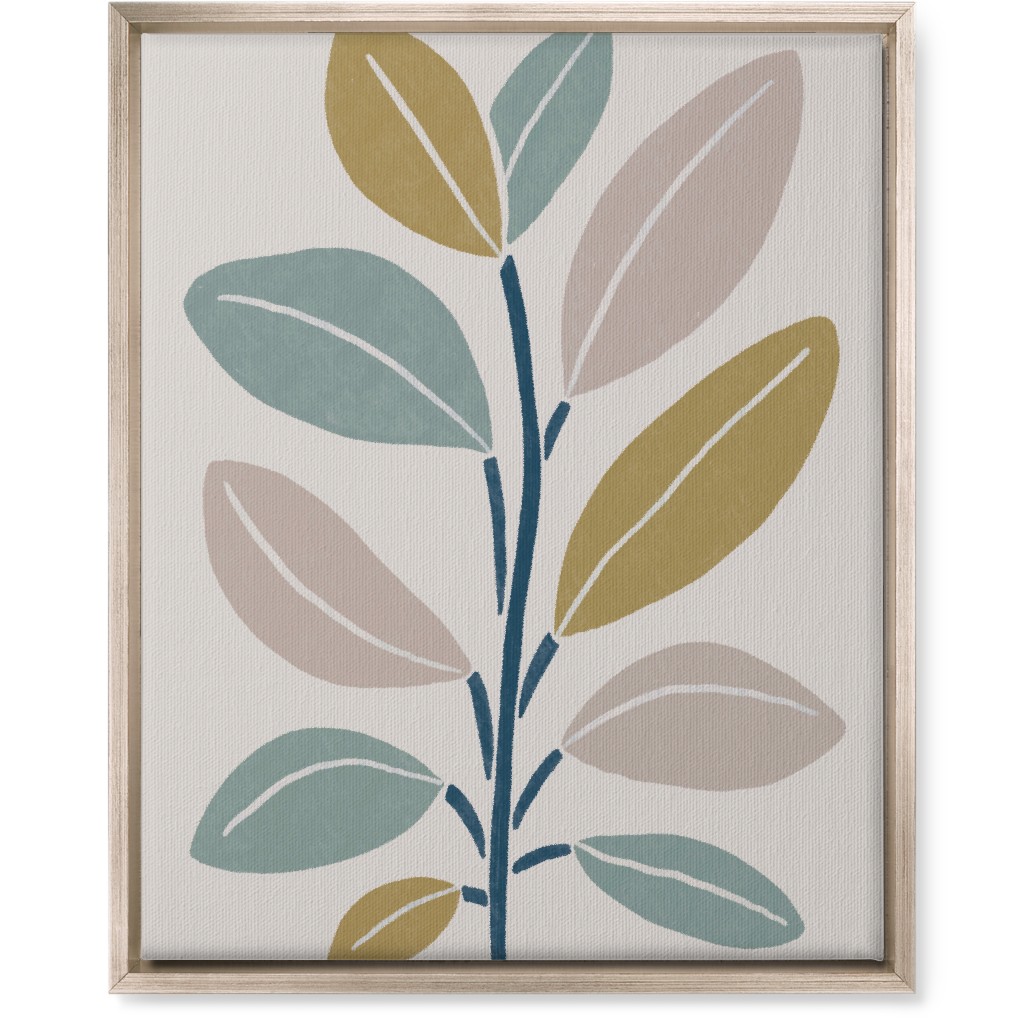 Plant Branch Wall Art, Metallic, Single piece, Canvas, 16x20, Beige
